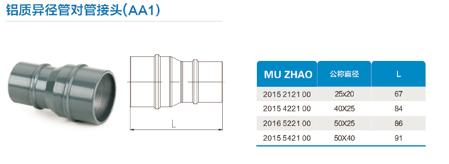 铝质异径管对管接头